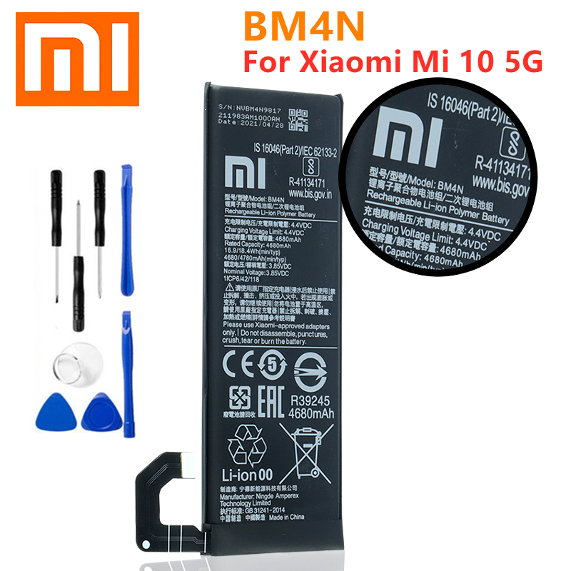 100% Echt Xiaomi Originele Telefoon Vervanging 4780Mah Batterij BM4N Voor Xiaomi Mi 10 5G Mi10 Bateria Batterijen + Gereedschappen