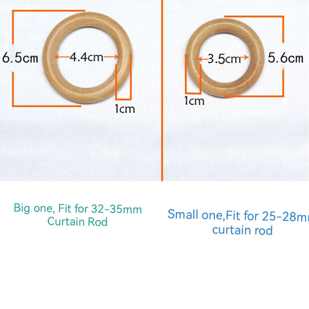 1 douzaine d'anneaux décoratifs en bois pour rideaux en bois avec clip amovible ou vissé