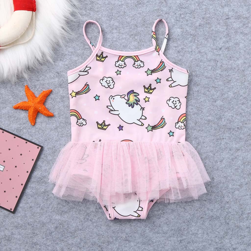 Kinderen Badmode Baby Meisjes Cartoon Varken Print Een Stuk Zomer Badmode Badpak Vest Romper Jumpsuits Meisjes Bikini Outfits T7 #
