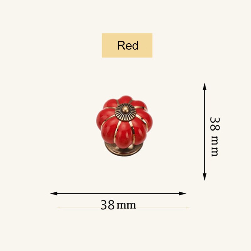 2 Stks/set Vintage Pompoen Keramische Deurknoppen Kast Lade Kast Keuken Pull Lbe: Rood