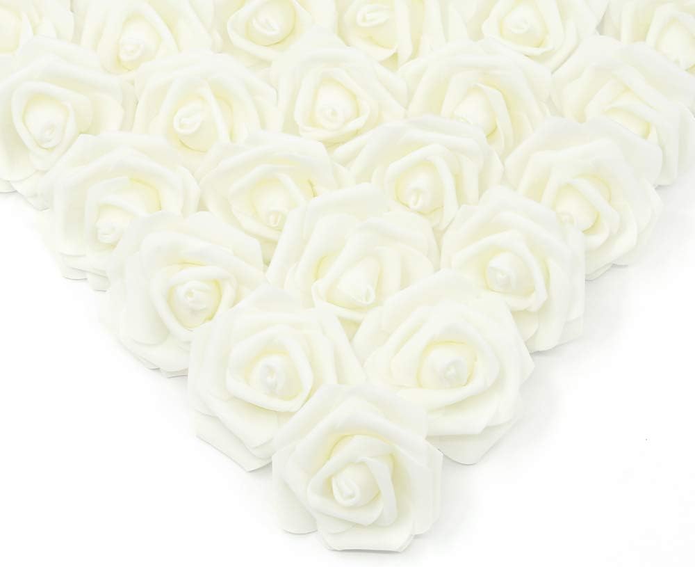 PE-Schaum Rose Hochwertige Blume Weihnachten Hochzeit Brautstrauß Auto Dekor DIY Geschenkbox Kranz Zuhause Outdoor Garten Party: XS / Milchig Weiß