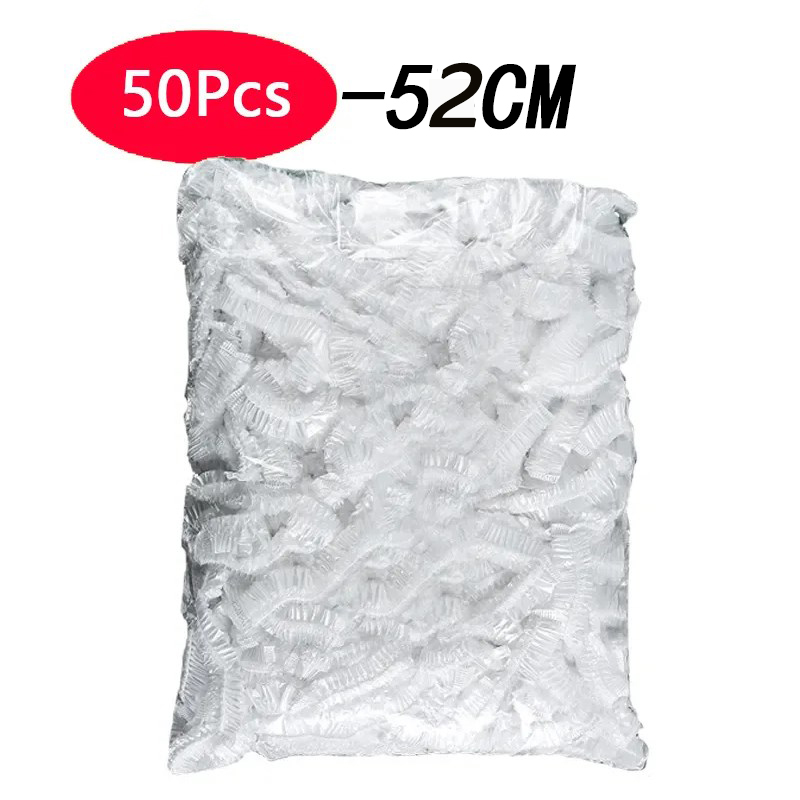50 stuks wegwerp voedselafdekkingen van plastic folie, voedselveilige plastic zakjes voor fruit en groenten, elastische plastic zakjes, keukenorganizer: Lichtgeel