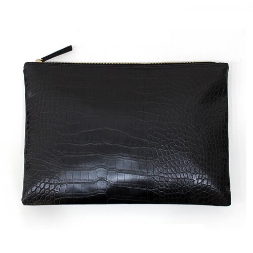 Mode Krokodil Graan Vrouwen Envelop Clutch Bag Dames Avond Party Grote Koppelingen Handtas Alligator portemonnees bolsas: Black