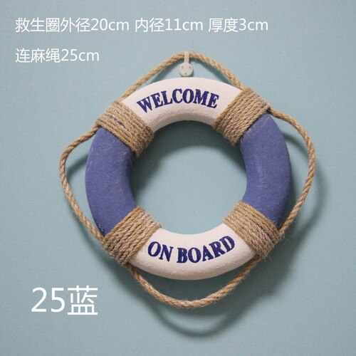Reddingsboei Ring Boot, Zee Reddingsboei Opknoping Op De Boot, Mediterrane Stijl Home Decoratie Muur: 25cm blue