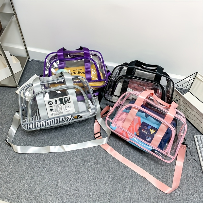 Sac de voyage transparent de grande capacité, sac à bandoulière en PVC transparent, rangement de fitness, sac à main transparent, 1PC