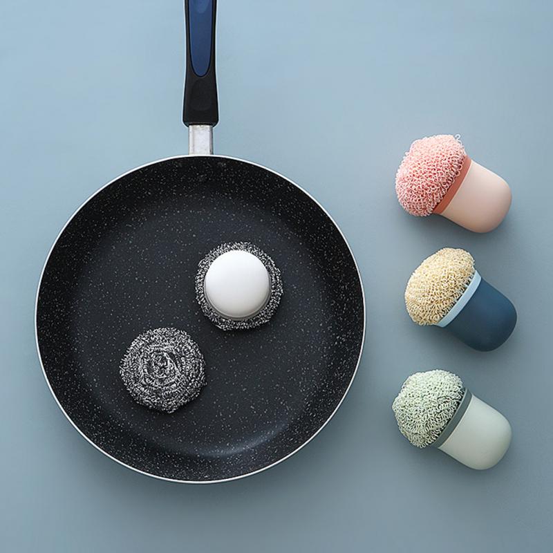 Cepillo de alambre de fibra ABS reemplazable para limpieza de cocina, estropajo de lana de acero, estropajo colorido de acero inoxidable