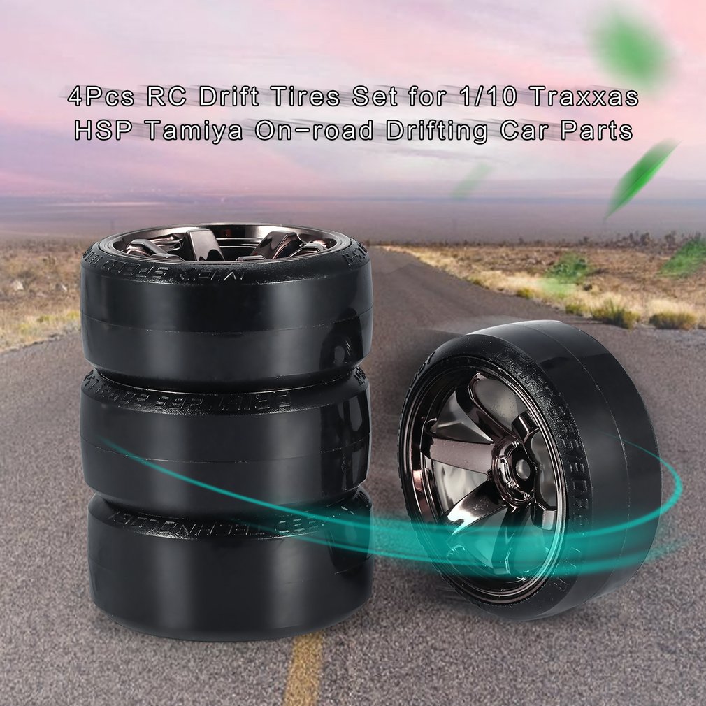 4 Stuks Rc Hard Patroon Drift Banden Tyre Wheel Voor Traxxas Hsp Tamiya Hpi 1:10 Rc On-Road Voertuig drifting Auto Hard Tyre Set