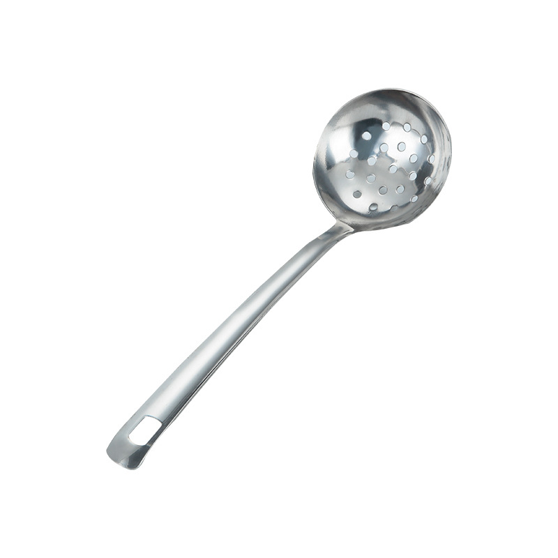 Utensílios de cozinha de aço inoxidável, polido, pendurado, prata, escorredor, sopa, fritura, espátula, acessórios domésticos simples