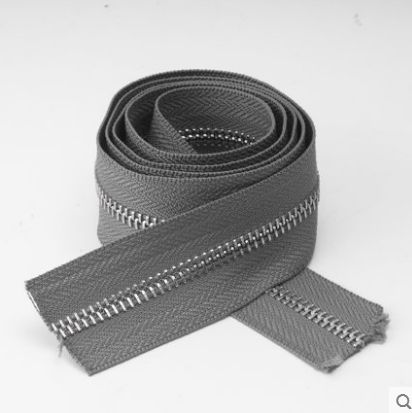 Multi color 5# metal Copper tooth zipper by yard: gray