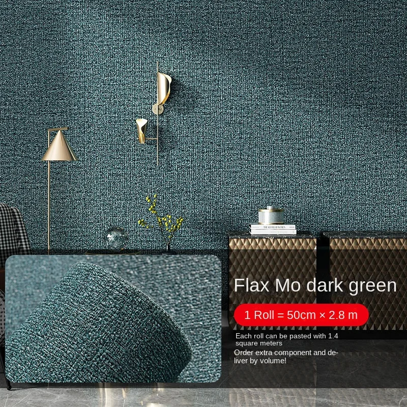 3D Thicken Self-adhesive Thermal Insulation Wallpaper Linen Plain Color Decor Wall Stickers Renovation Anti-collision Wallpaper: Navy Blue / 10mx45cm