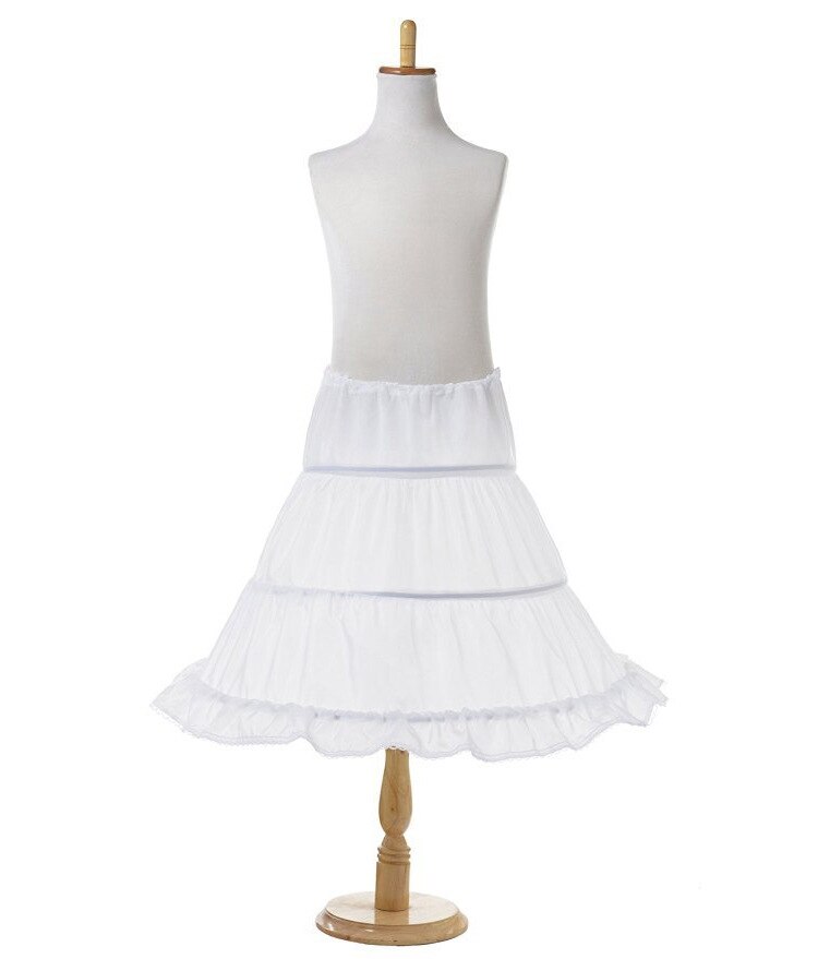Taille unique blanc sous-jupe taille élastique cordon pour enfants filles fleur jupe avec princesse 3 cerceaux jupon princesse porter