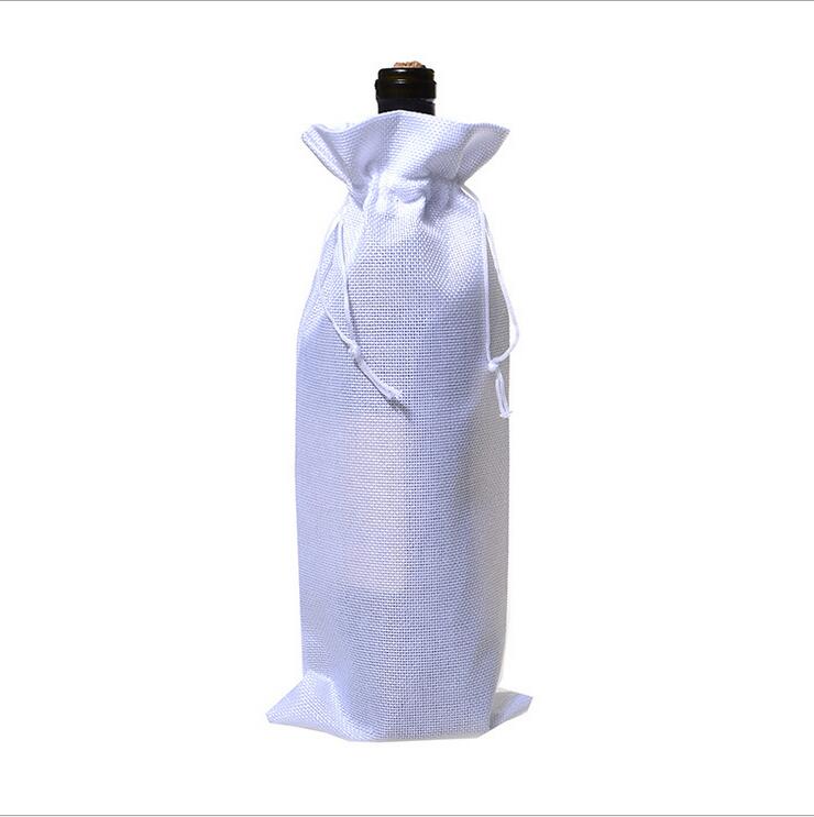 4Stck Burlap Wein Taschen mit Kordelzug, Wein Taschen , Einzelnen Wiederverwendbare Flasche Taschen Perfekte für Reise, hochzeit, Geburtstag, Party: Weiß
