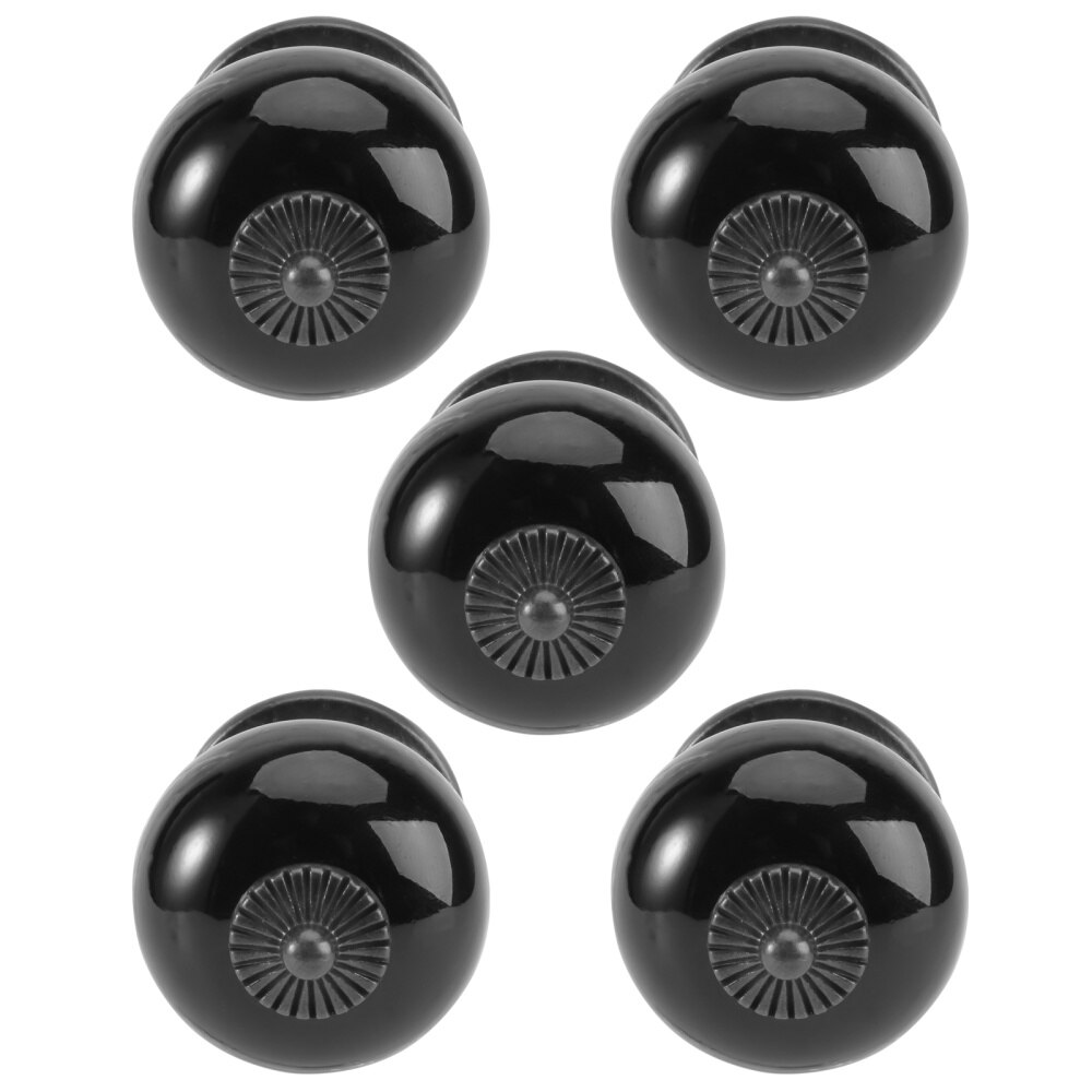 5pcs Round Ceramic Kitchen Cupboard Cabinet Drawer Door Knobs Handles (White)