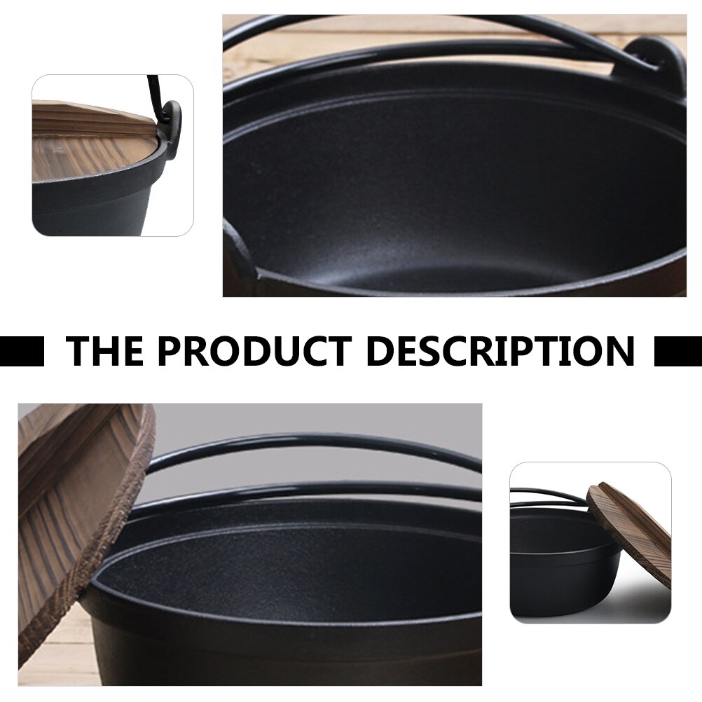 1 Pc Practical Cast Iron Pot Large Capacity Soup Pot Household Stew Pot (Black)