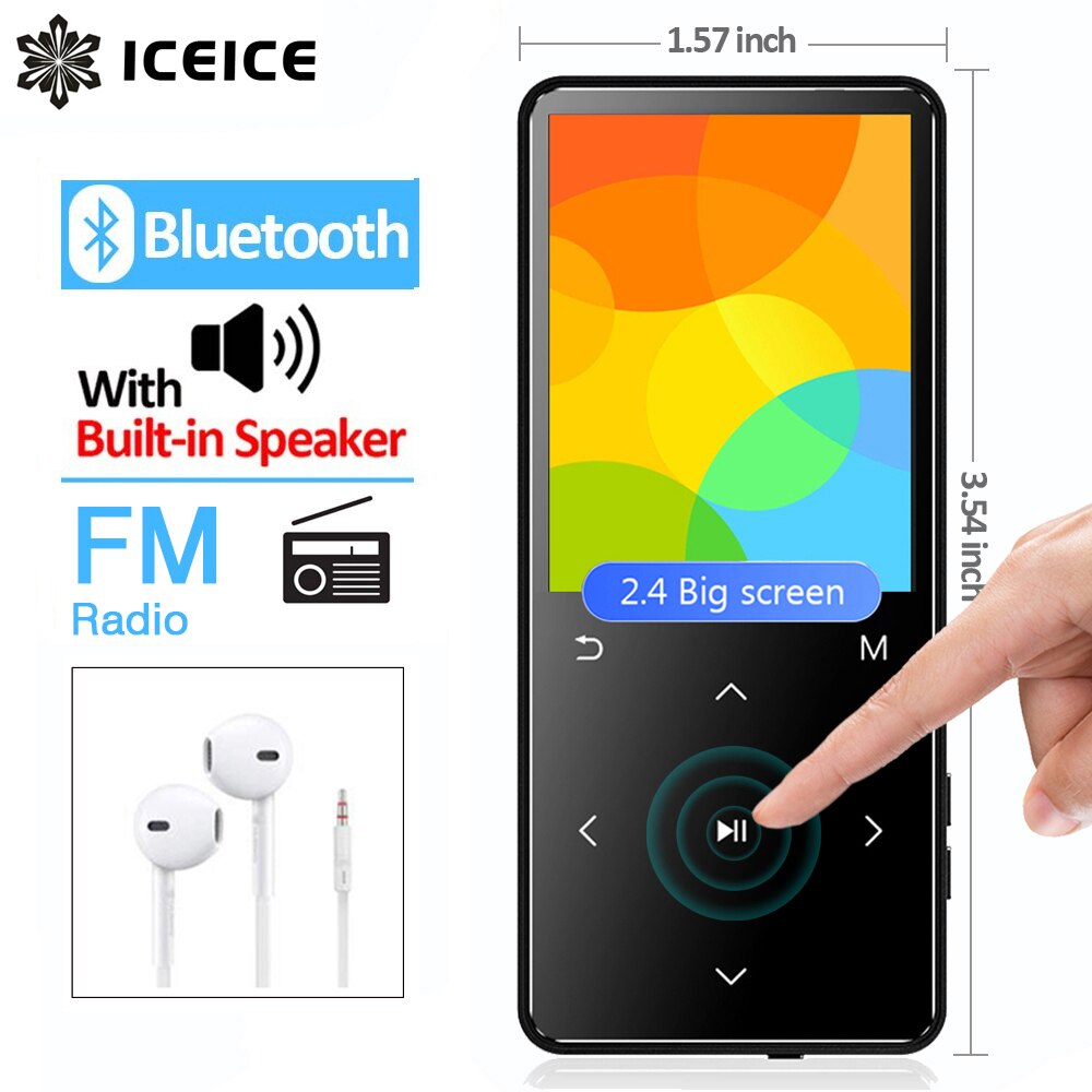 MP3 Player with Bluetooth FM Radio Speaker Headphones Touch Keys 2.4" Screen HiFi Walkman Sport MP 3 Flac Music Player for kids