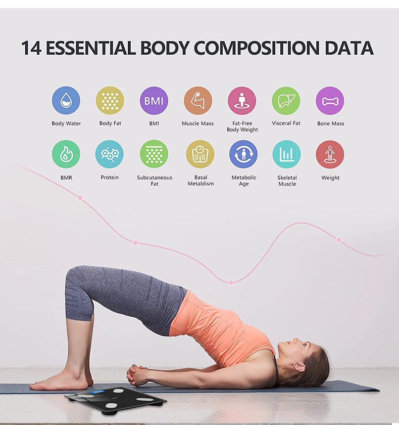 Bluetooth Bathroom Scales BMI Floor Body Scale LED Electronic Scales Smart Weight Scale Balance Body Composition Analyzer