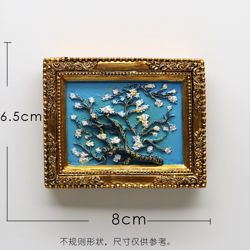Verdensberømt maleri van gogh maleri billedramme 3d køleskabsmagneter stjernehimmel solsikke siesta køleskab klistermærker: Abrikosblomst