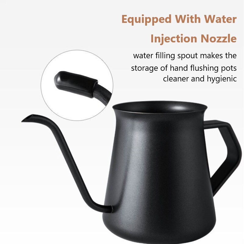 400ml Drip Kettle Coffee Tea Pot Non-stick Coating Food Grade Stainless Steel Gooseneck Drip Kettle Swan Neck Thin Mouth