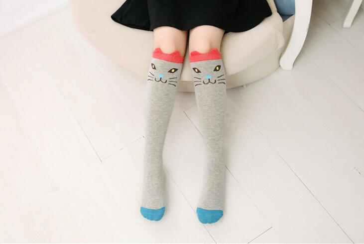 Herbst mädchen kätzchen Ebene Strümpfe mädchen oberschenkel Knie Socken halb socken Ebene 10 Arten 43CM 4-15Jahre TZ05: rot Ohr Katze