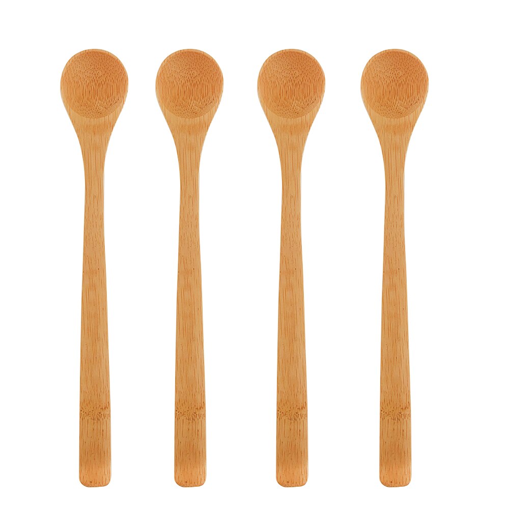 1Pcs Bamboe Soep Lepel Keuken Koken Theelepels Kruiderij Gebruiksvoorwerp Koffie Scoops Kid Ijs Suiker Lepel Servies Tool: 4 pcs