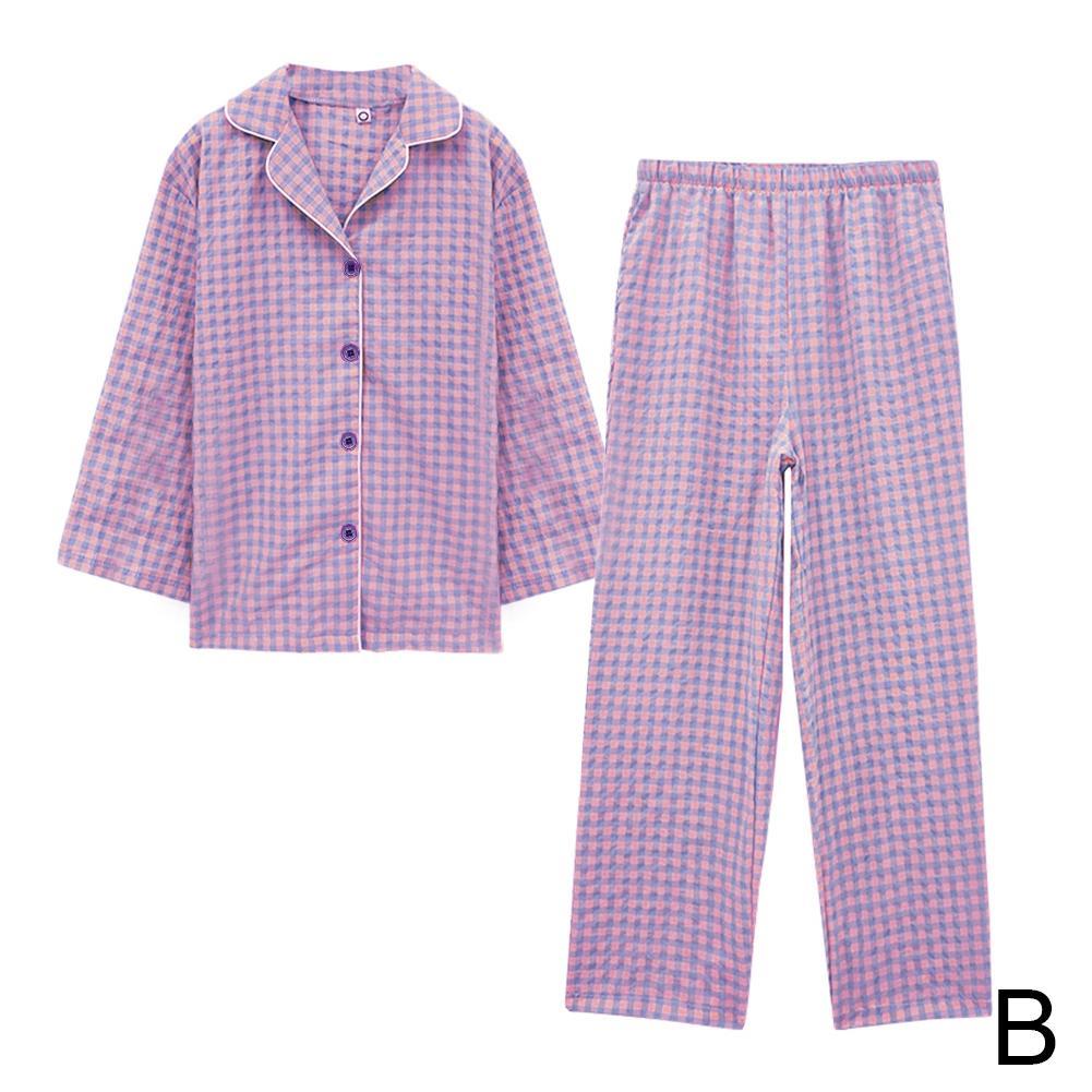 Ensemble pyjama coréen violet à manches longues pour femmes, vêtements de maison, mignon, hiver: B / XXL