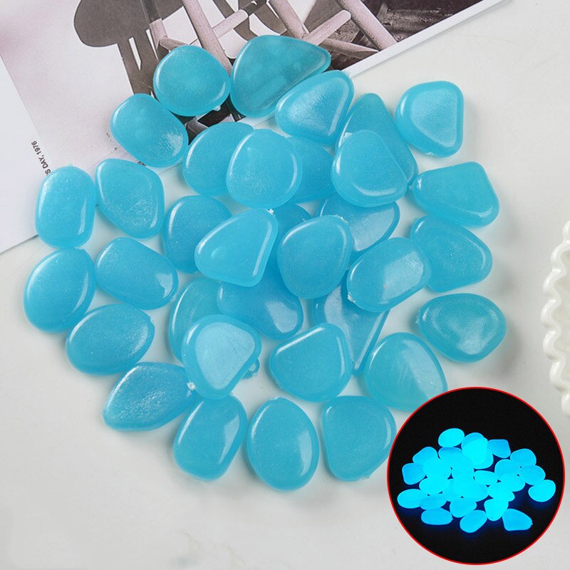 100Pcs Glow in the Dark Garden Pebbles Glow Stones Rocks Luminous stones for Walkways Aquariums Fish Tank Garden Yard Decoration: Blue