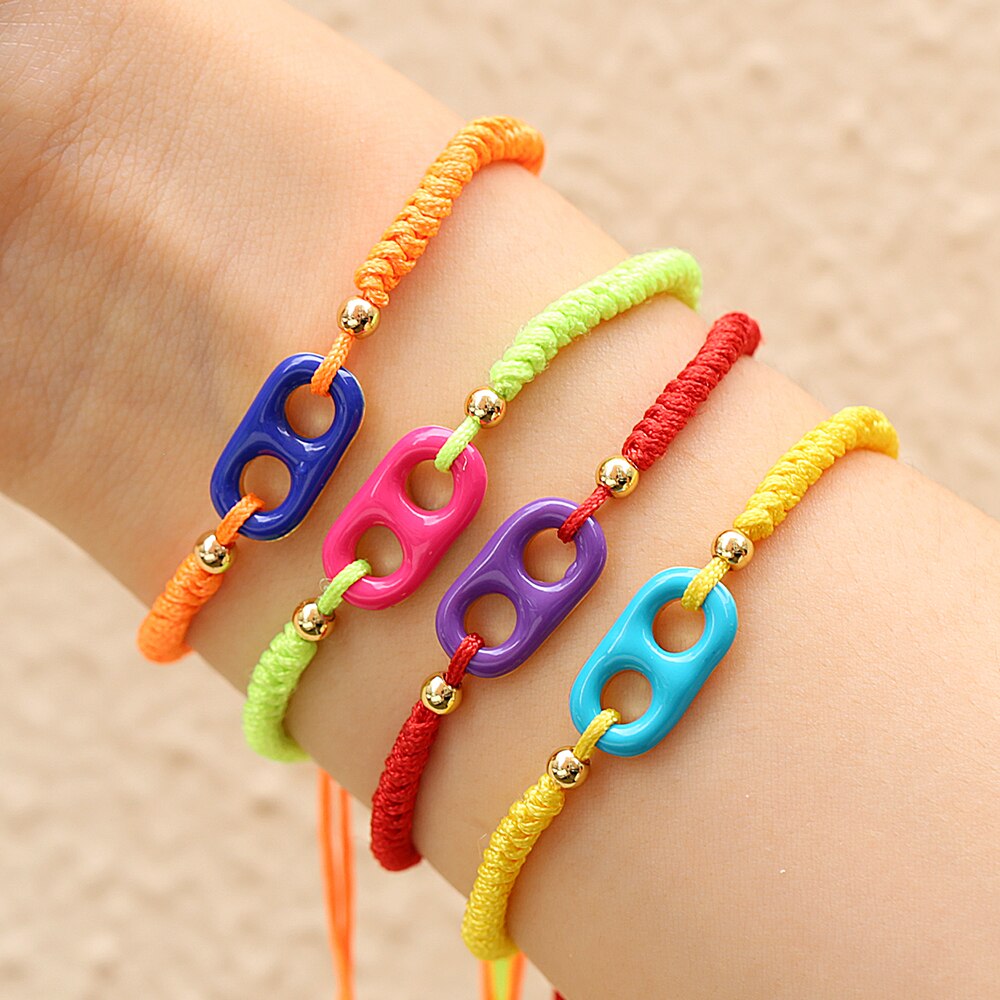 Neue H Schwein Nase Regenbogen Seil Kette Armbinde Für Frau Mann Sommer freundlicher Leuchtstoff Armbänder schmuck