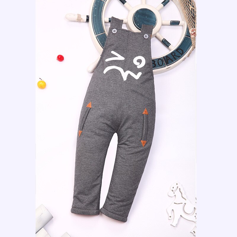 Aangekomen Herfst Dikker Katoen Jumpsuit voor Pasgeboren Peuter Jongens Kids Rechte Overalls Cartoon Jarretel Broek Kinderen Broek: Gray / 24M