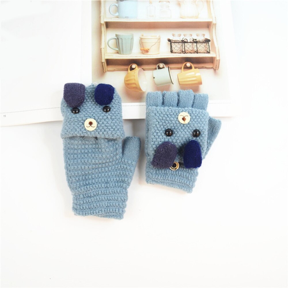 Guantes de algodón para niños de 4 a 12 años, manoplas con tapa y dibujos animados, para mantener el calor, para la escuela primaria, escritura, estudio, navidad