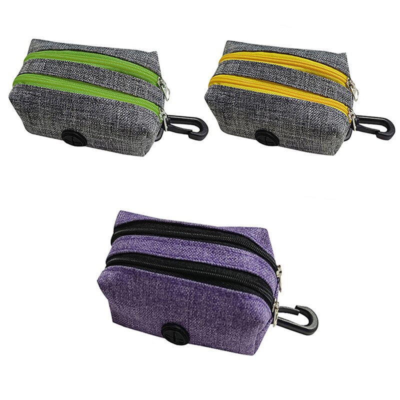 Dog Poop Dispenser With Double Zipper Leak-Proof Dog Waste Bags Oxford Cloth Waste Bag Dispenser Dog Poop Holder