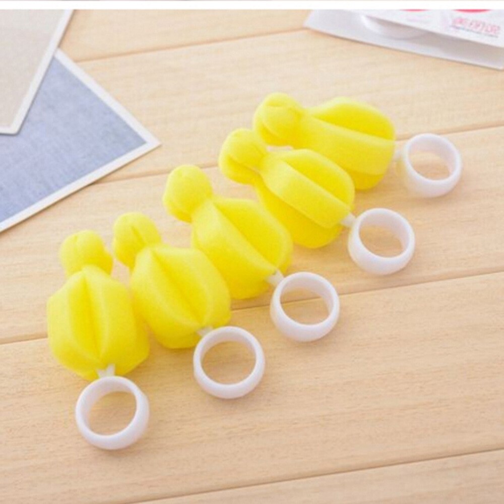 2/4 pcs 360 Degree Rotating Sponge yellow Baby Nipple Brush Babies Teat Cleaning Feeding Bottle Brushes Infant Pacifier Cleaner