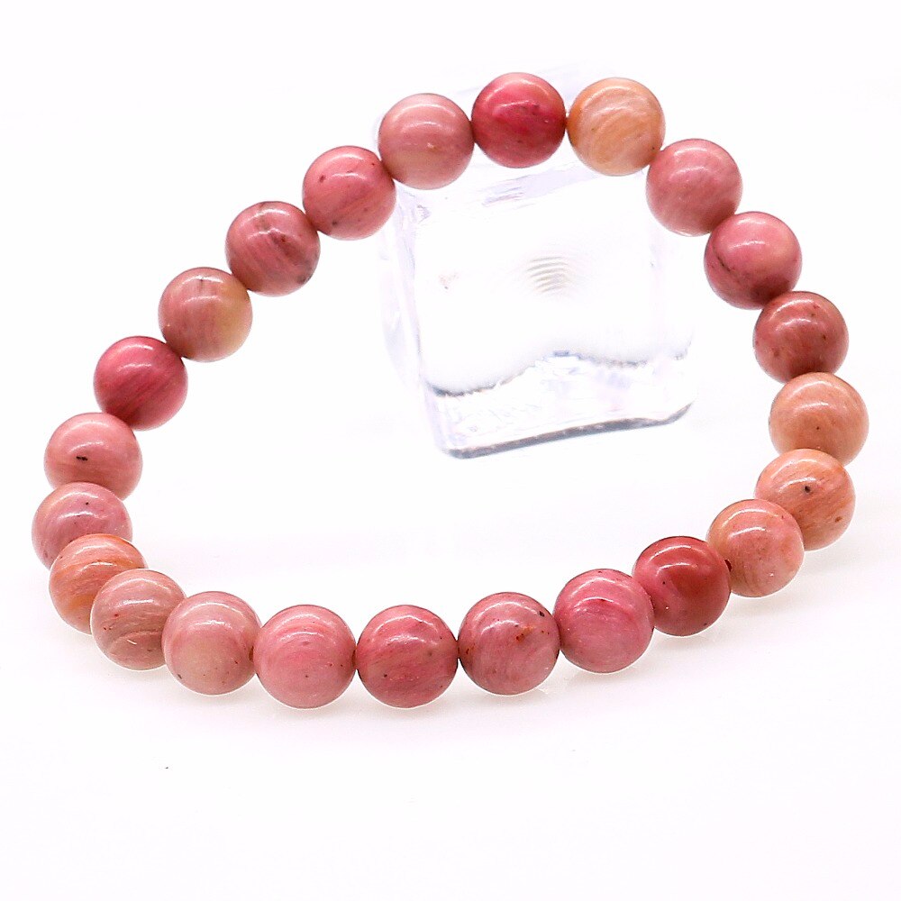 Natural Rhodochrosite Stone Bracelet Stretch Stacking Yoga Bracelet 8MM Round Ro'se Beaded Women Jewelery Healthy Bangle