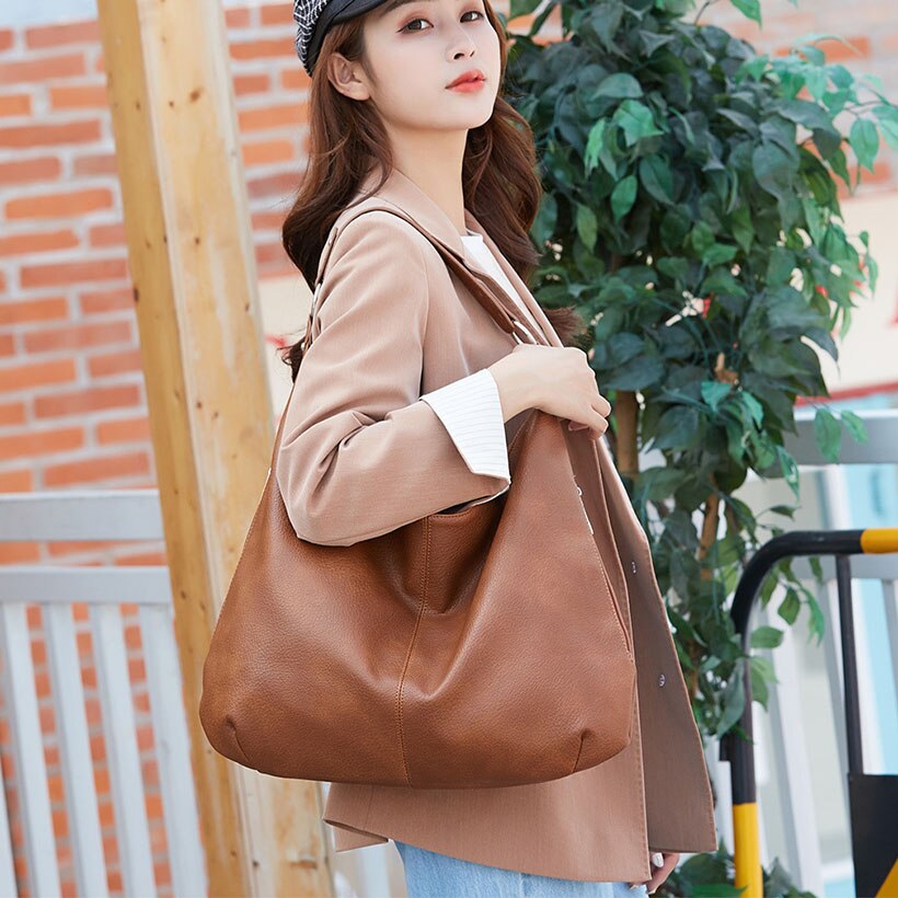 Grote Capaciteit Vrouwen Handtas Zachte Pu Lederen Schoudertas Verwijderbare Hand Strap Tote Mode Lederen Vrouwen Tassen
