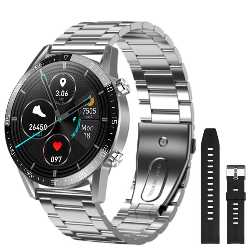 Neue Clever Uhr Männer 24 Stunden Kontinuierliche Temperatur Monitor IP68 EKG PPG BP Herz Bewertung Fitness Tracker Sport Smartwatch: Splitter Stahl