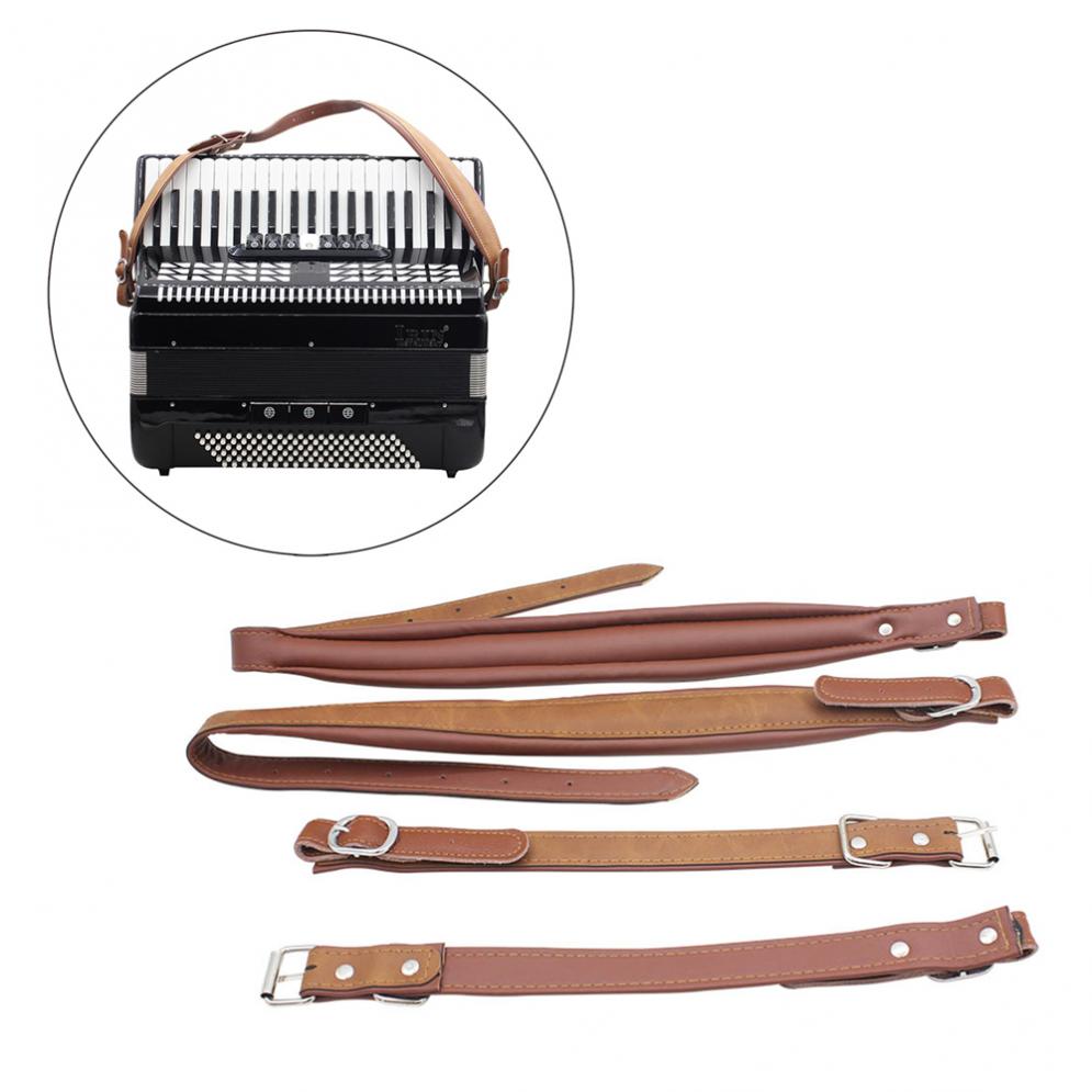 One Pair Adjustable Synthetic Leather Accordion Shoulder Straps for 16-120 Bass Accordions Keyboard Instruments