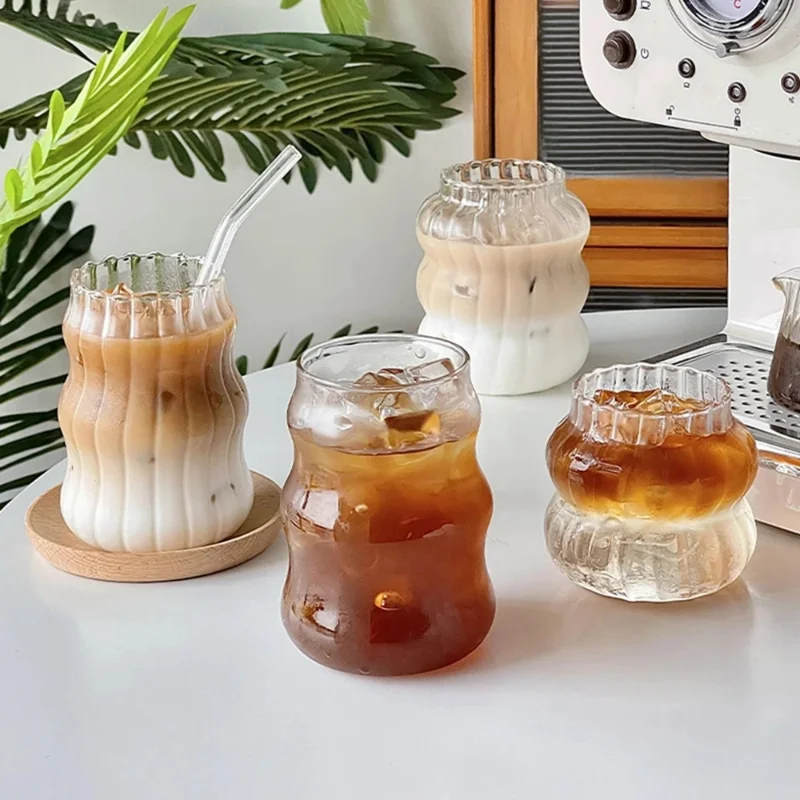 Taza de cristal Ins creativa, vaso resistente al calor, té transparente, jugo, leche, café, vasos de agua para el hogar, vasos de cóctel y cerveza