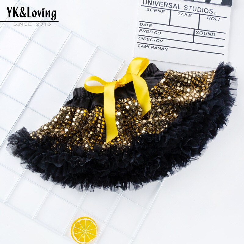 0-2T baby Girls skirt sequin children&#39;s skirt Baby pettiskirt Newborn Skirt: black