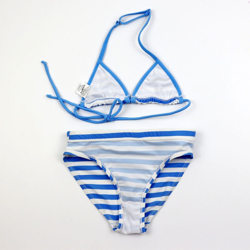 Tjej bikini set barn blå randiga baddräkter tjejer två delar baddräkt barn badkläder biquini set flicka barn baddräkter