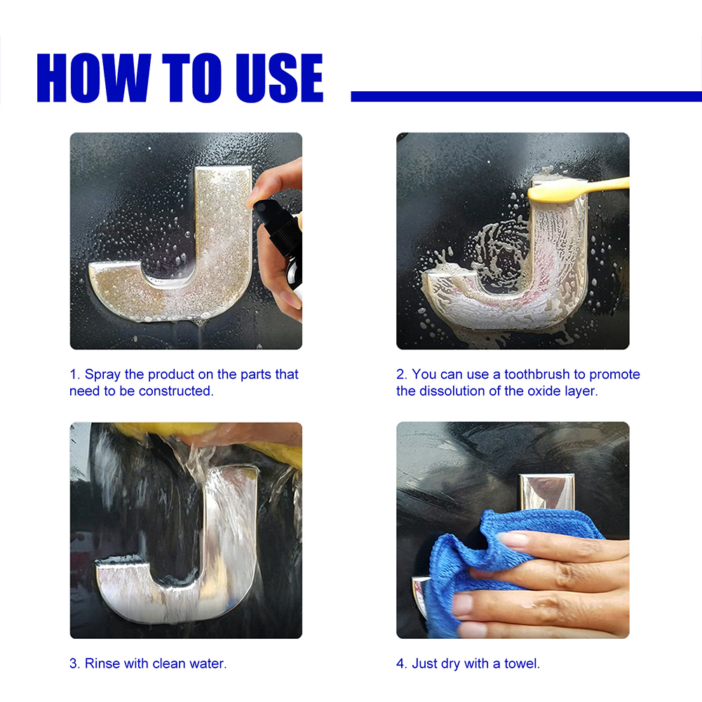 60ml Rust Remover Spray Quick Reaction Anti-Rust Spray Agent Multi-Purpose Metal Surface Polish Wheel Hub Household Cleaning