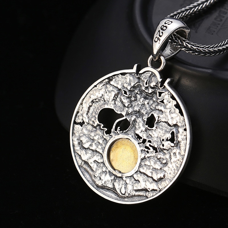 100% 925 sterling zilveren kleur pop sieraden gegraveerde thaise zilveren hanger man jiugong roddel tenglong hanger mannenhanger