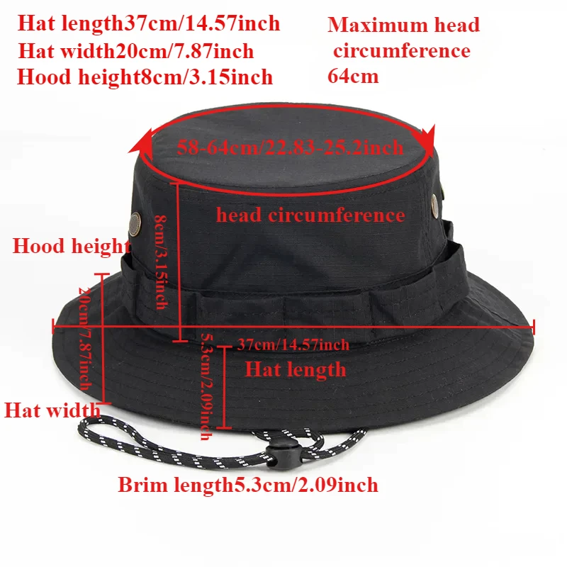 Große Größe, winddichter Sonnenhut für Herren, Damen-Eimerhüte, Buni-Hütte, faltbar, UV-beständig, Strand, Angeln, Sommer, großer Kopf, Fischermütze