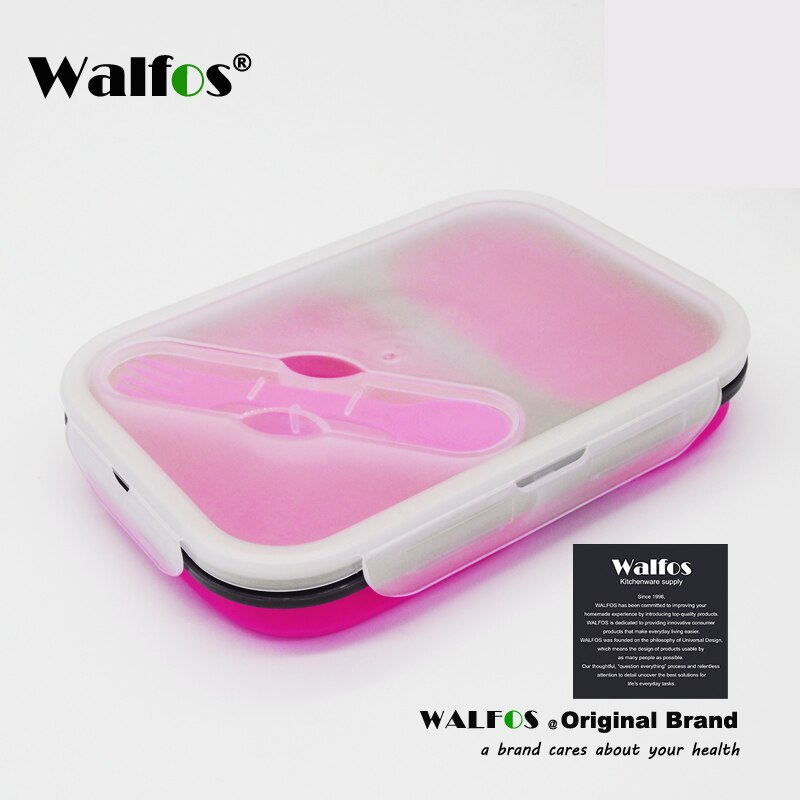 Walfos Silicone Inklapbare Draagbare Lunchbox Kom Bento Dozen Vouwen Voedsel Opslag Container Lunchbox Voor Outdoor Reizen: Rose pink