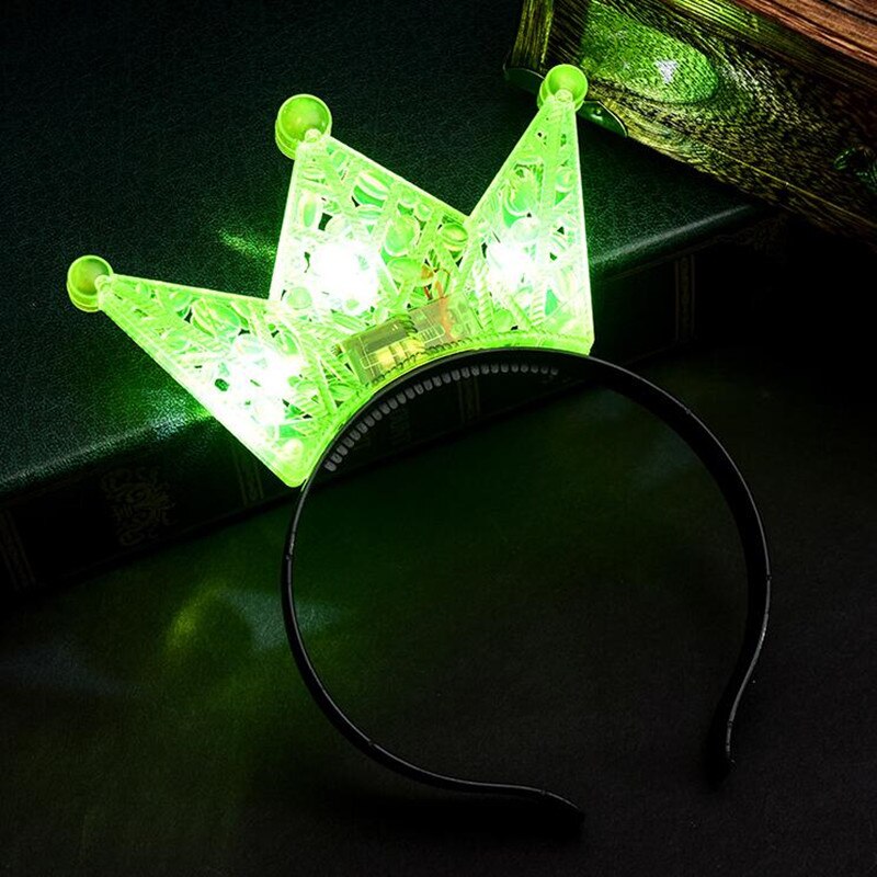 Colorful Princess Tiara Crown LED Flashing Headband Kids Adult Light Up Birthday Rave Glow Party Year Christmas Xmas Navidad: hollow out green