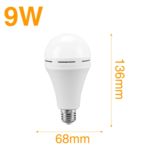 Luz de emergencia LED para exteriores, bombilla LED blanca fría de 110V, 220V, 7W, 9W, 12W, batería recargable, lámpara de iluminación: 9W Cold White