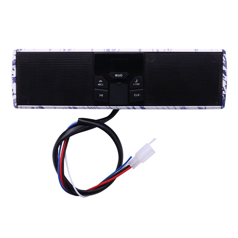 Altoparlanti stereo per moto lettore musicale MP3 lettore Bluetooth con USB,AUX-in, Radio FM blu e porcellana bianca