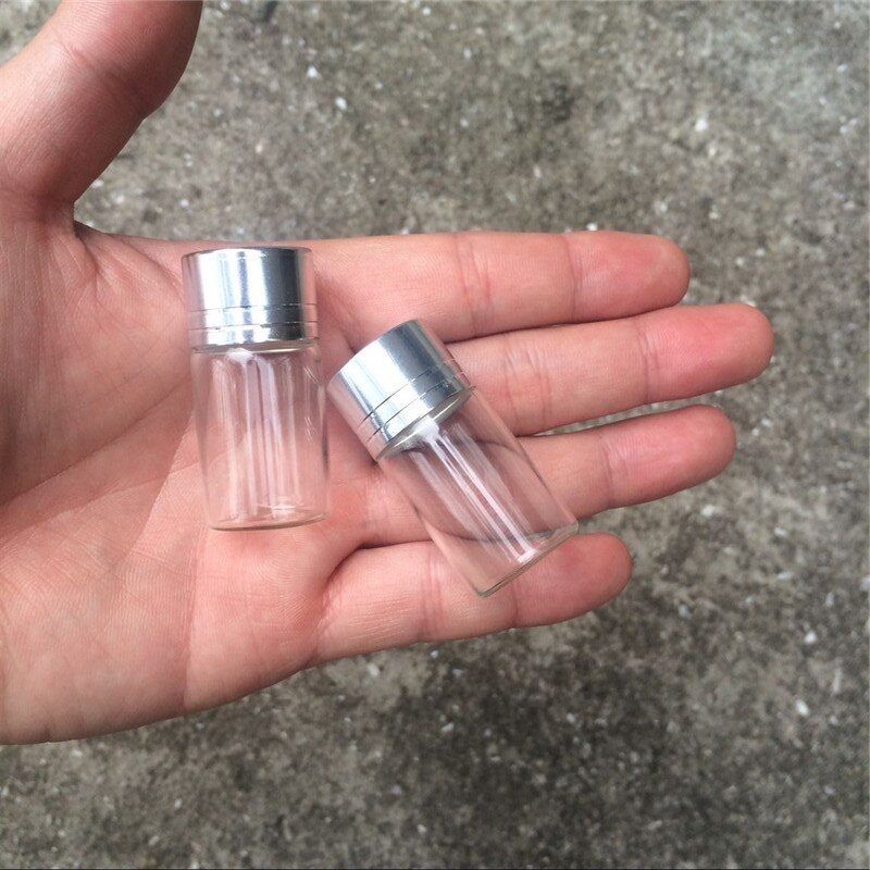 7ml glasflaskor skruvkork silver aluminiumlock tomma glasburkar flaskor flaskor förslutande behållare 100 st