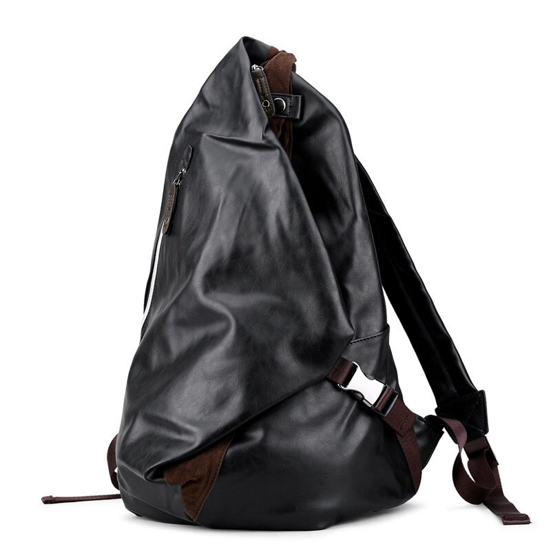 ブランドメンズソフト pu レザー旅行カジュアル男性デイパック革 Travle バックパック mochila 黒ランドセル: Black