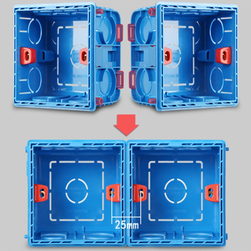 Atlectric Mounting Box Cassette Switch Socket Junction Box Hidden Concealed Internal Mounting Box Type 86 White Red Blue Box