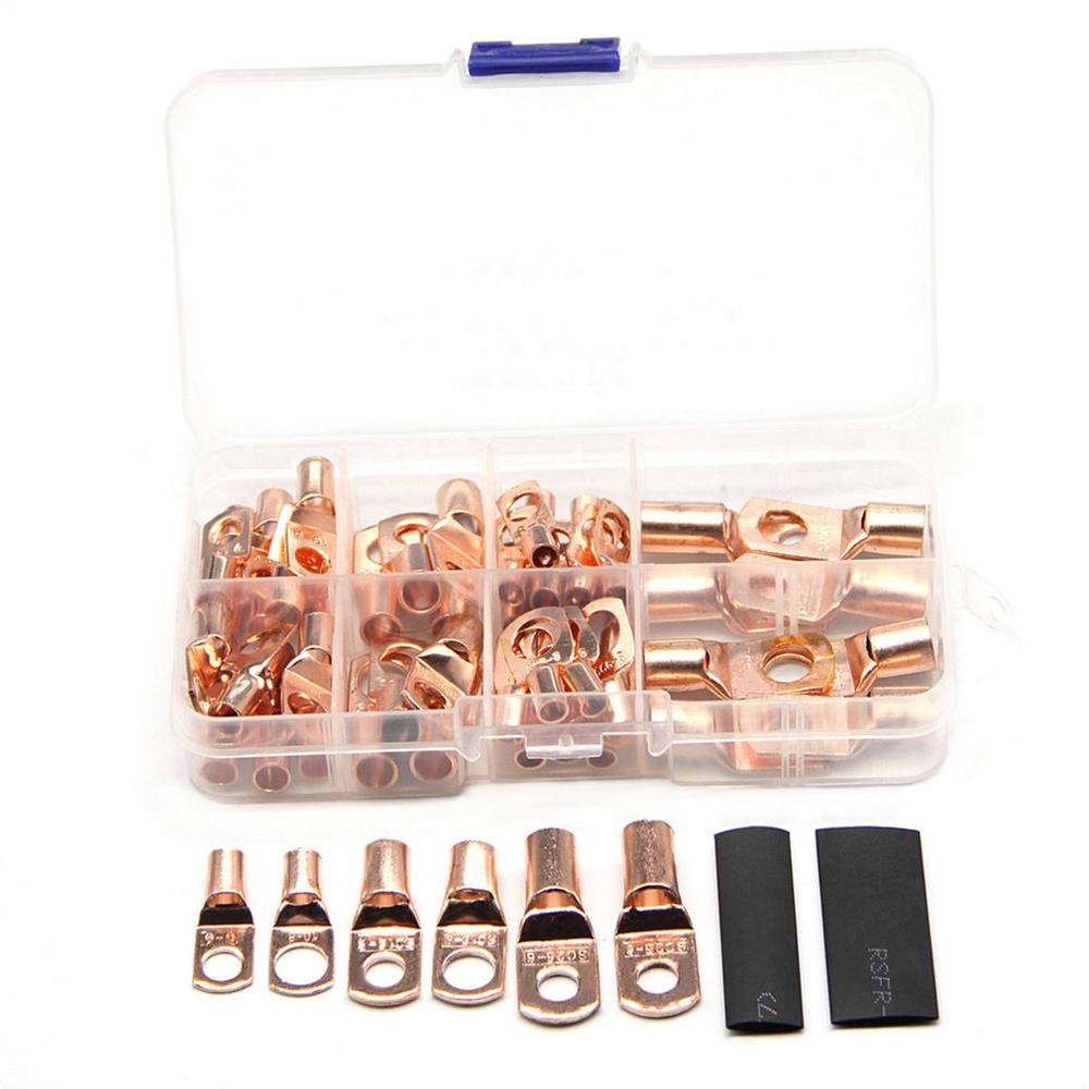 140CPS Car Auto Copper Ring Terminal Wire Crimp Connector Bare Cable Battery Terminals Soldered Connectors Assortment Kit