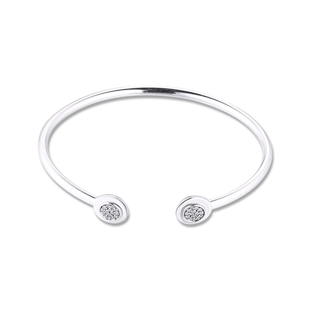 100% 925 sterling sølv signatur klare cz kvinder åbent manchet armbånd og armring fine smykker pulseras